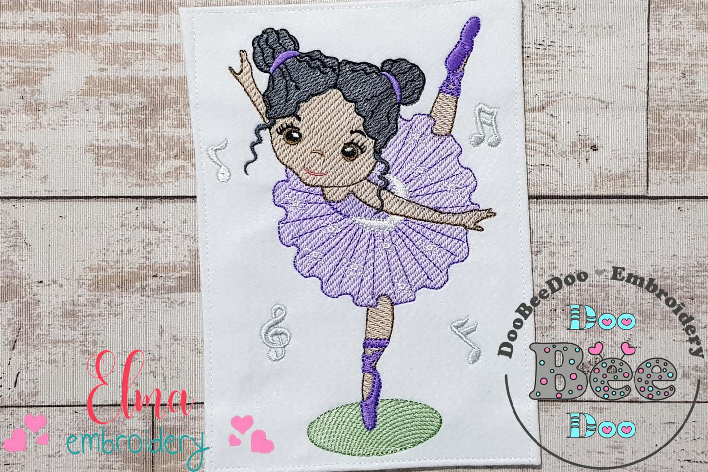 Curly Hair Ballerina Dancing - Rippled Stitch