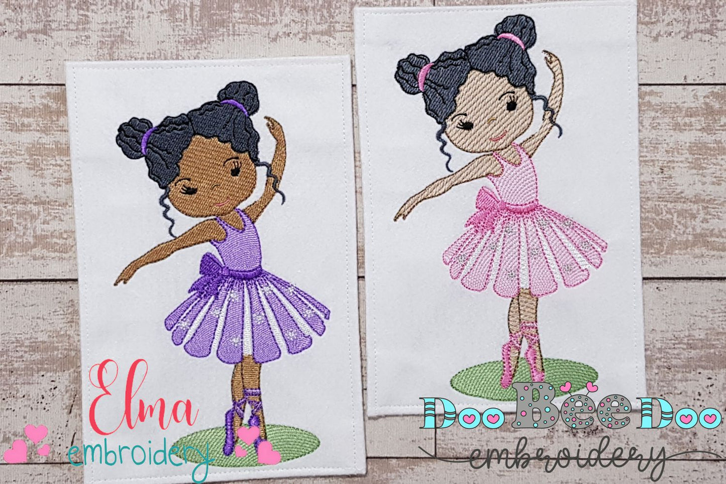 Sweet Curly Hair Ballerina - Fill & Rippled Stitch - Set of 2 designs