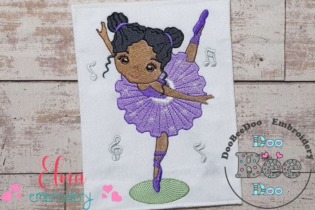 Curly Hair Ballerina Dancing - Fill Stitch