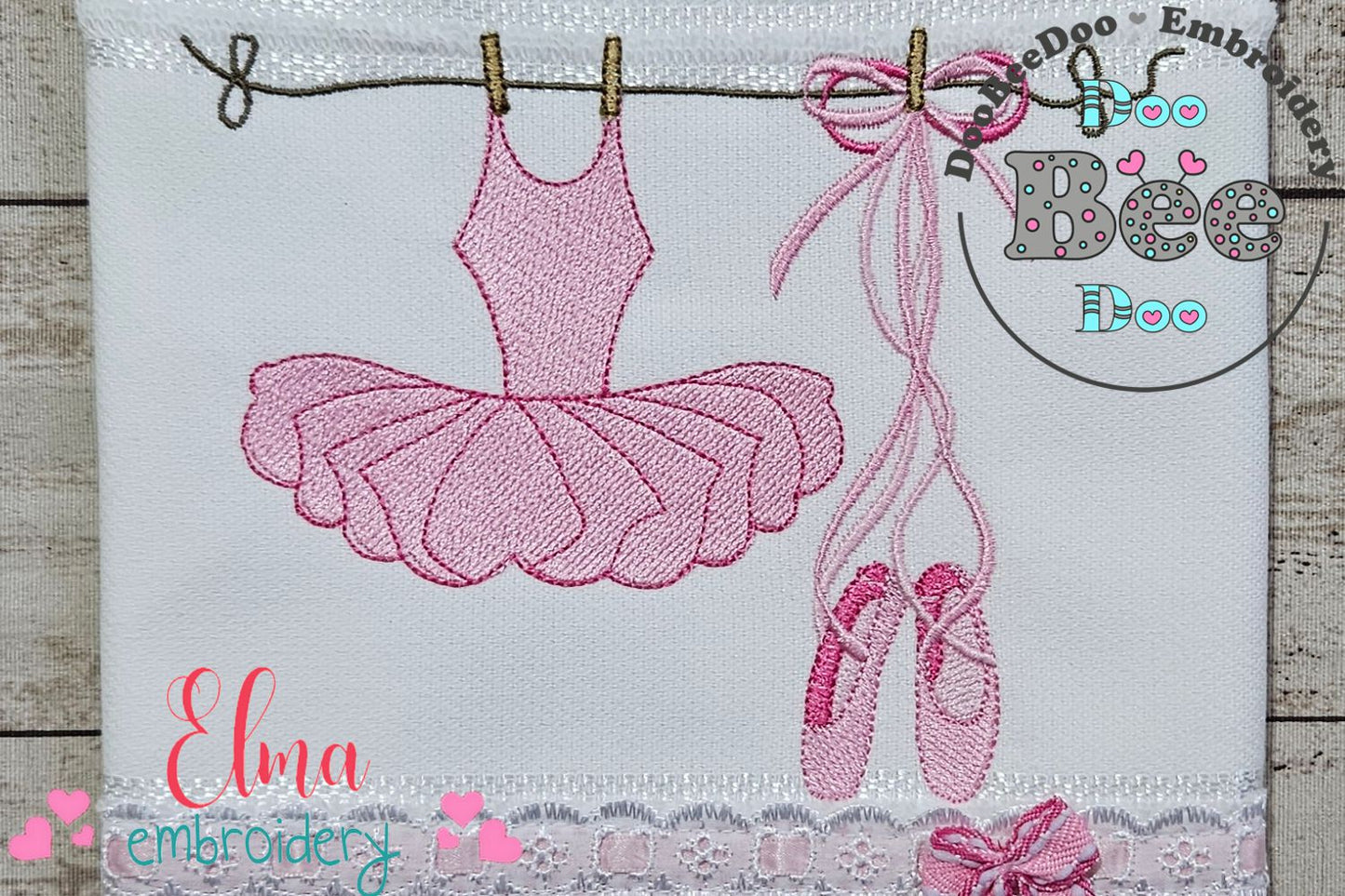 Ballerina Clothesline - Fill Stitch - Machine Embroidery Design
