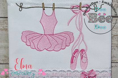 Ballerina Clothesline - Fill Stitch - Machine Embroidery Design