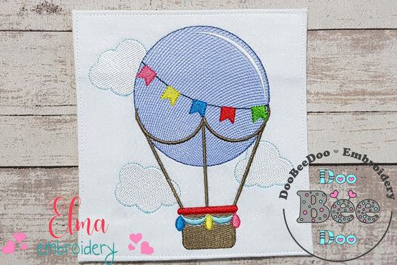 Hot Air Balloon and Flags - Fill Stitch