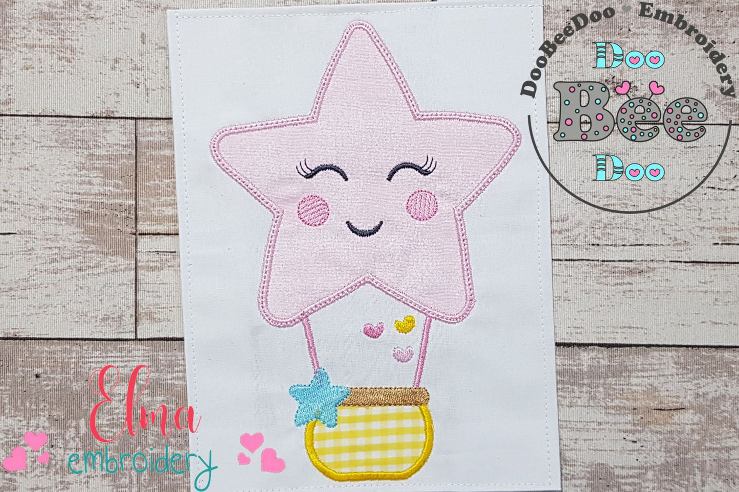 Star Girl Hot Air Balloon - Applique