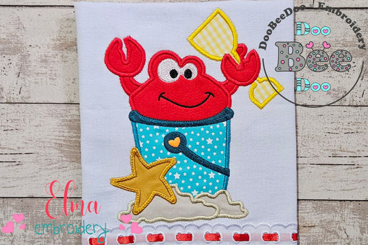 Summer Crab Beach Bucket - Applique
