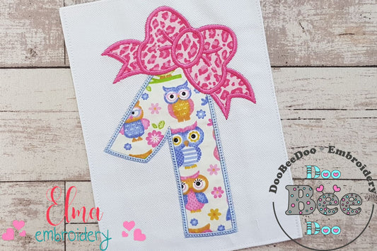 Big Bow Number 1 One 1st Birthday - Applique