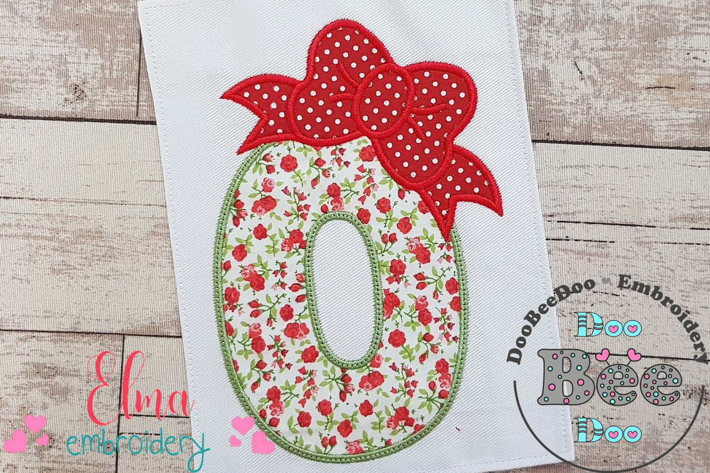 Big Bow Number 0 Monogram O - Applique