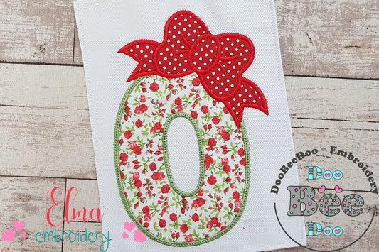 Big Bow Number 0 Monogram O - Applique