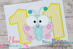 Butterfly Birthday Number Eleven 11th Birthday - Applique