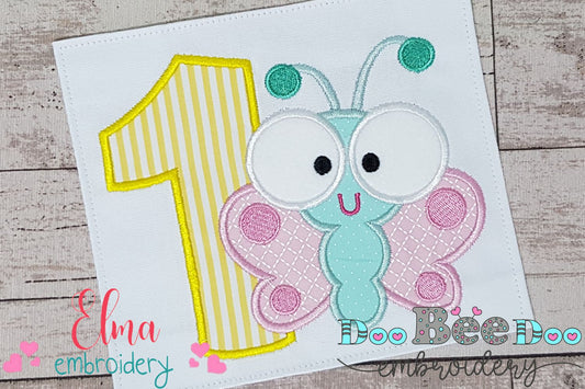 Butterfly Birthday Number One 1st Birthday - Applique