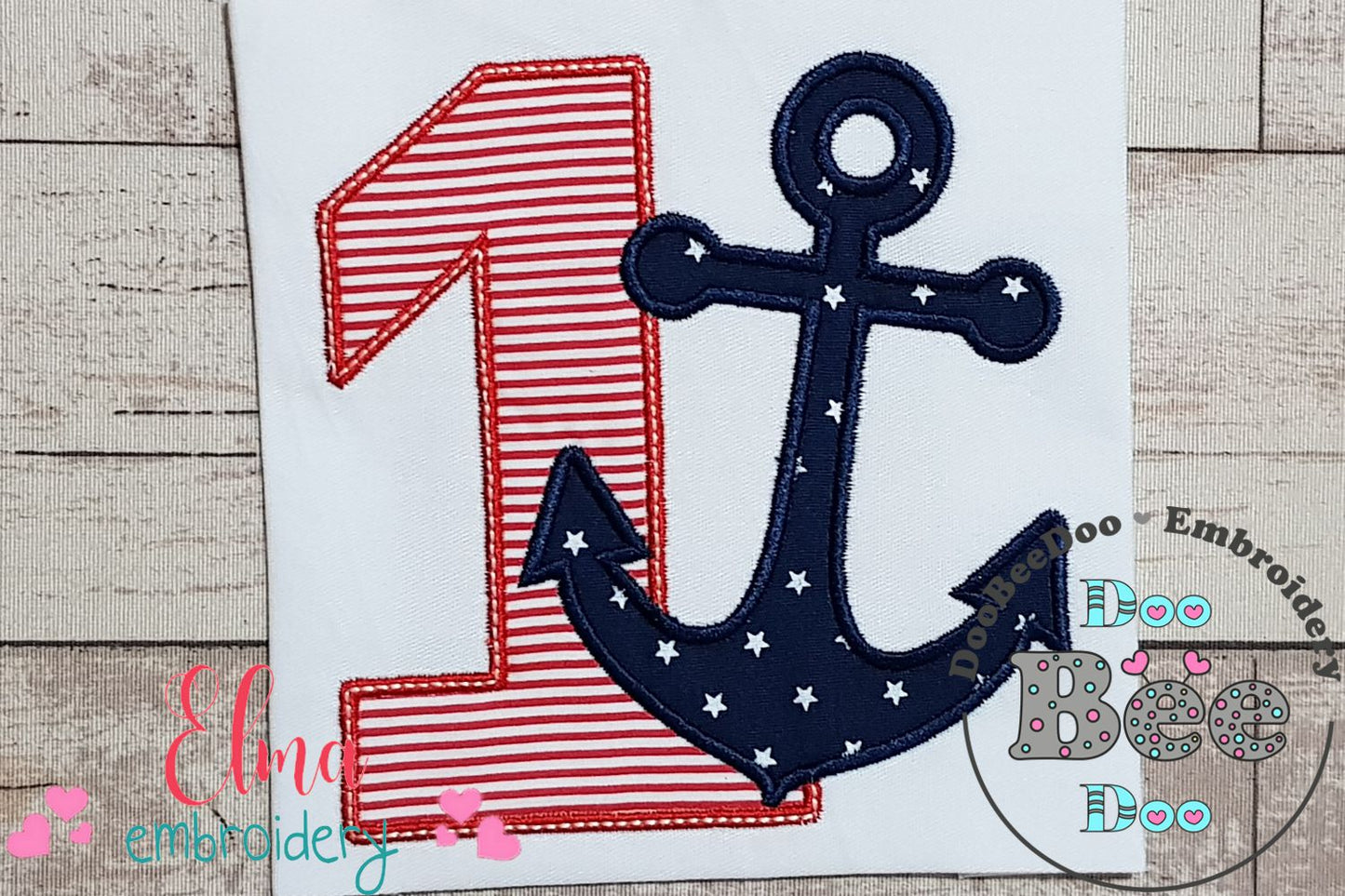 Nautical Anchor Number 1 One 1st Birthday - Applique