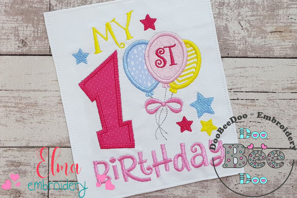 My 1st Birthday Balloons - Applique - Machine Embroidery Design