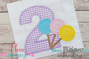 Lollipop Candy Number 2 Two 2nd Birthday - Applique