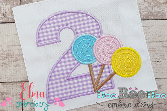 Lollipop Candy Number 2 Two 2nd Birthday - Applique