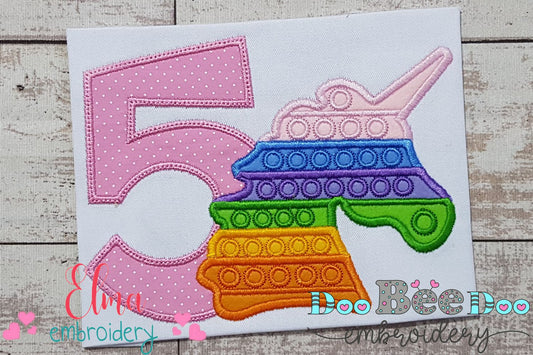 Unicorn Pop It Birthday Number Five 5th Birthday - Applique
