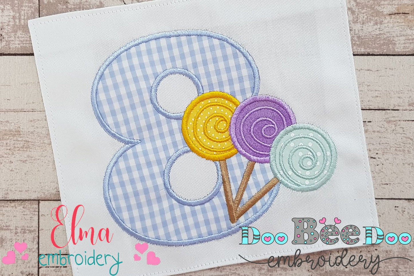 Lollipop Candy Number 8 Eight 8th Birthday - Applique