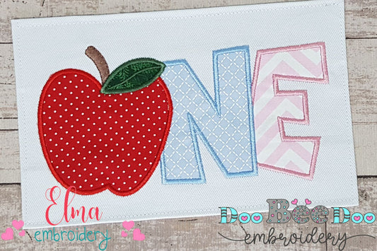 Apple Number 1 One 1st Birthday - Applique