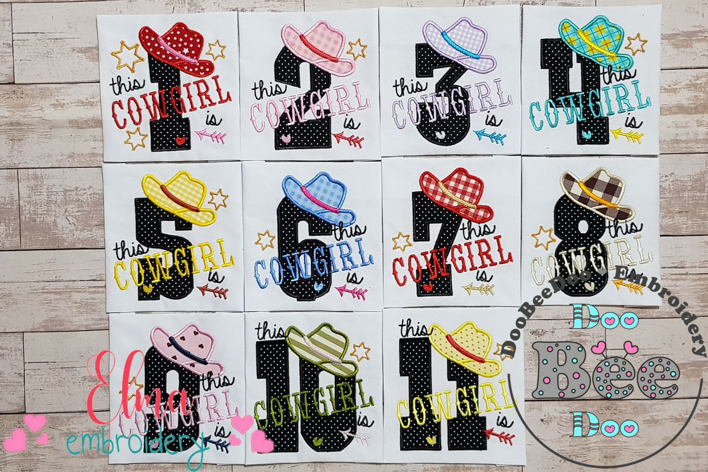 This Cowgirl is 1-11 Birthday Set Numbers - Applique