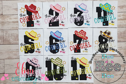 This Cowgirl is 1-11 Birthday Set Numbers - Applique
