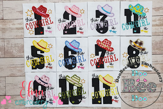 This Cowgirl is 1-11 Birthday Set Numbers - Applique