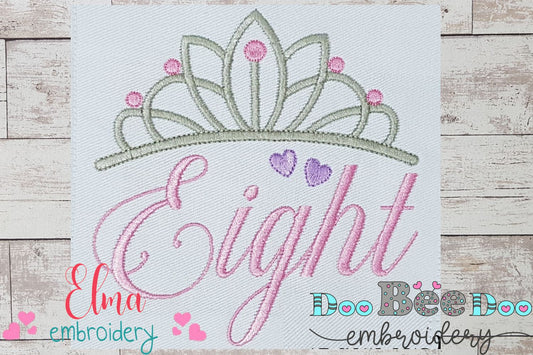 Crown Eight 8th Birthday Tiara - Fill Stitch