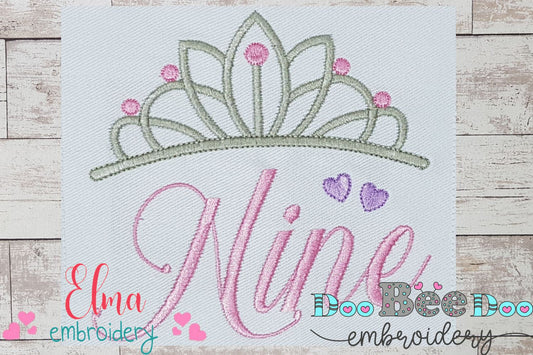 Crown Nine 9th Birthday Tiara - Fill Stitch