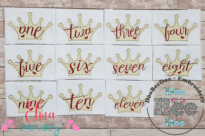 Princess Crown Birthday Set Numbers 1-11 - Applique