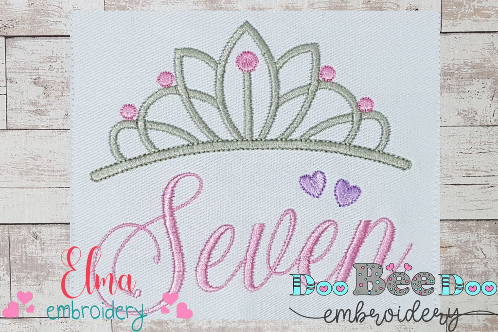 Crown Seven 7th Birthday - Fill Stitch