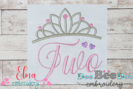 Crown Two 2nd Birthday Tiara - Fill Stitch