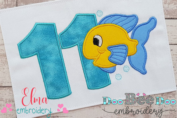 Fish Number Eleven 11 Elenth Birthday - Applique