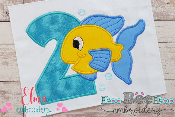 Fish Number 2 Two 2nd Birthday - Applique