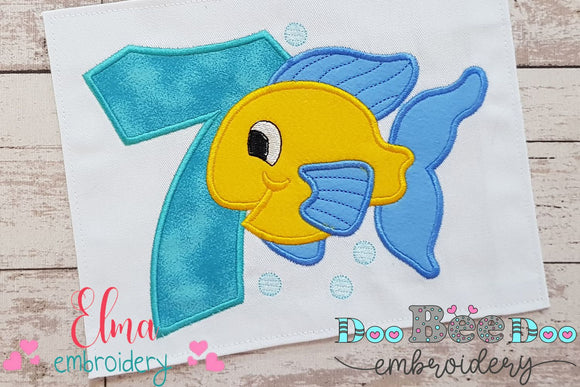 Fish Number 7 Seven 7th Birthday - Applique