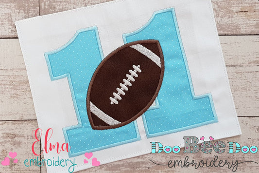 Football Number Eleven 11 Elenth Birthday - Applique