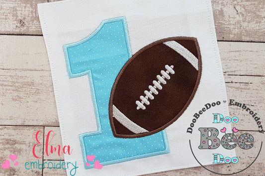 Football Number 1 One 1st Birthday - Applique