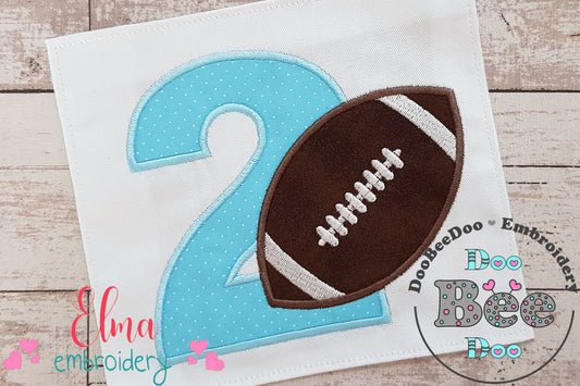Football Number 2 Two 2nd Birthday - Applique