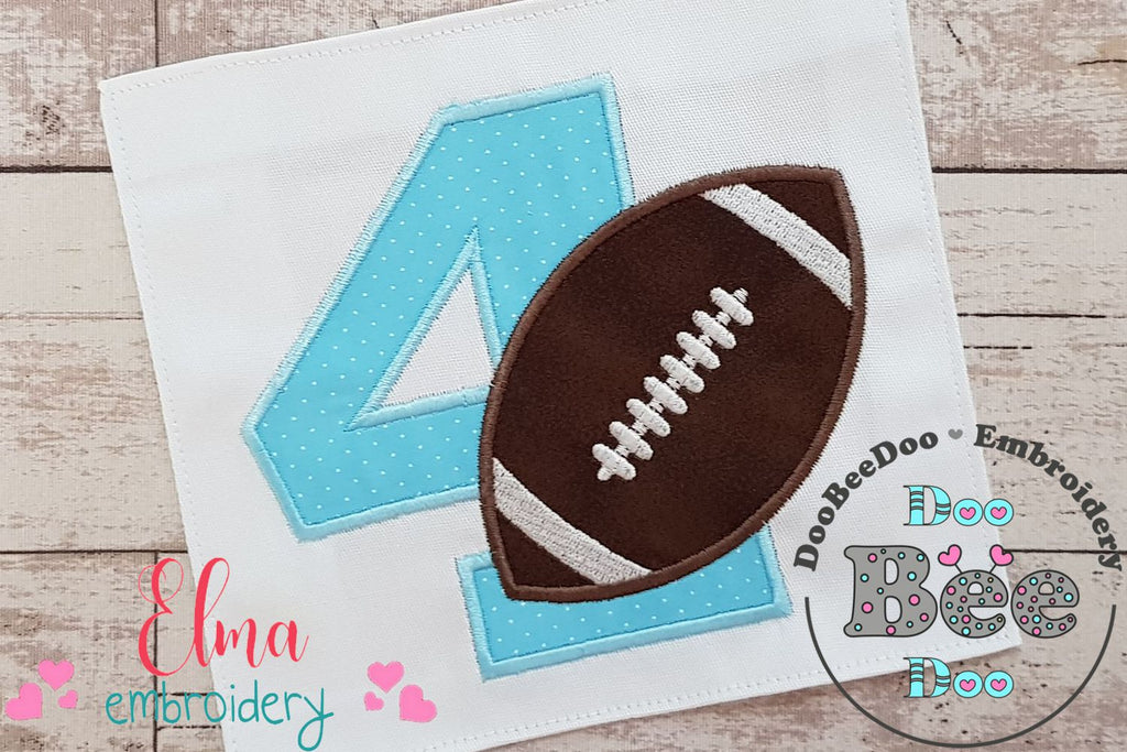 Football Number 4 Four 4th birthday - Applique