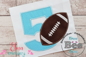 Football Number 5 Five 5th Birthday - Applique