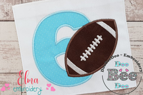 Football Number 6 Six 6th Birthday - Applique