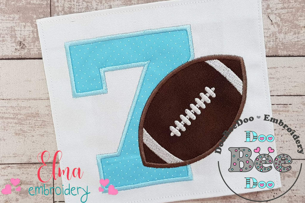 Football Number 7 Seven 7th Birthday - Applique