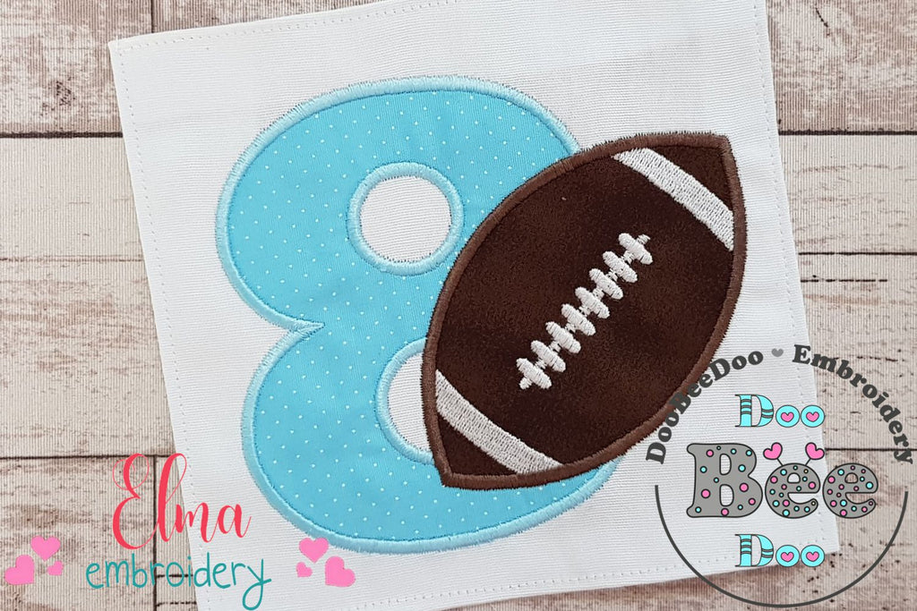 Football Number 8 Eight 8th Birthday - Applique