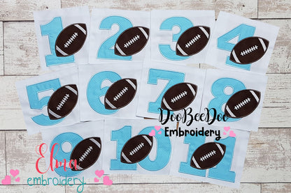 Football Birthday Set Numbers 1-11 - Applique