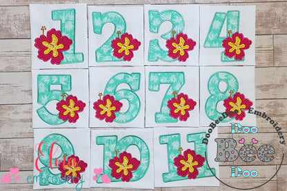 Hibiscus Flower Birthday Set Numbers 0-11 - Applique