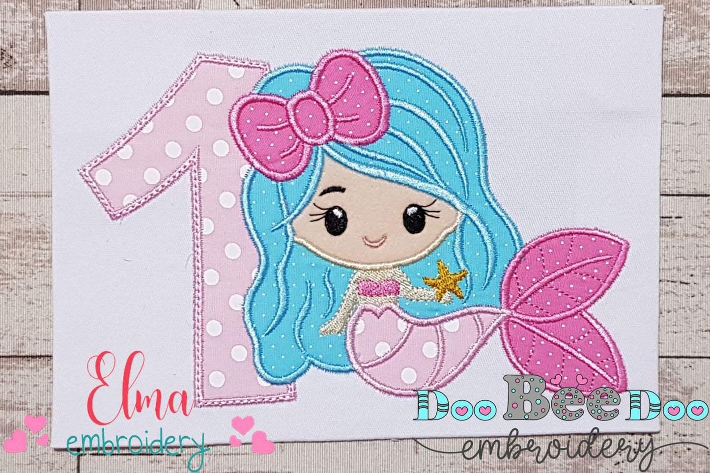 Mermaid 1st Birthday Number One - Applique