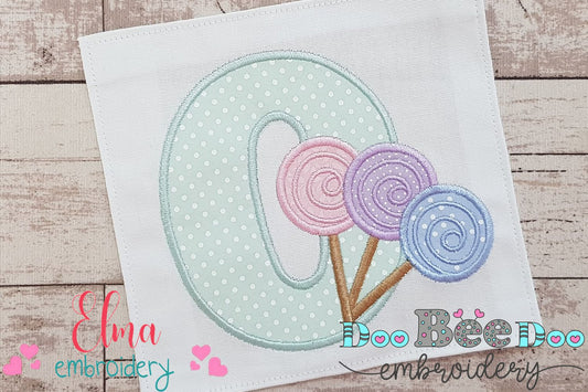 Lollipop Candy Number 0 Monogram O - Applique
