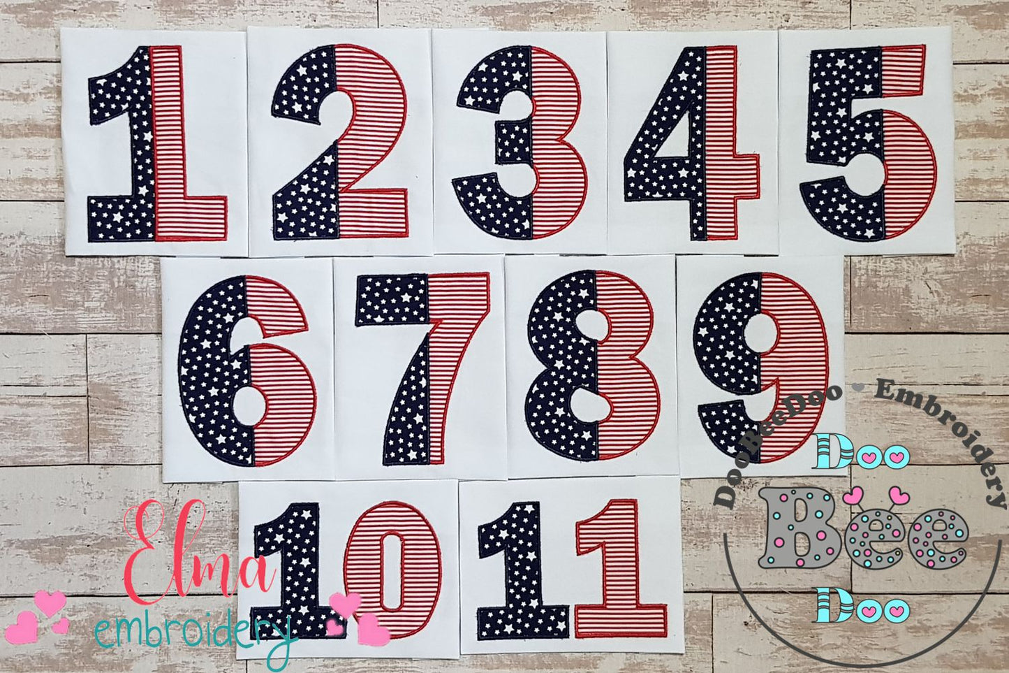 Patriotic Numbers Birthday Set Numbers 1-11 - Applique