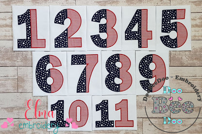 Patriotic Numbers Birthday Set Numbers 1-11 - Applique