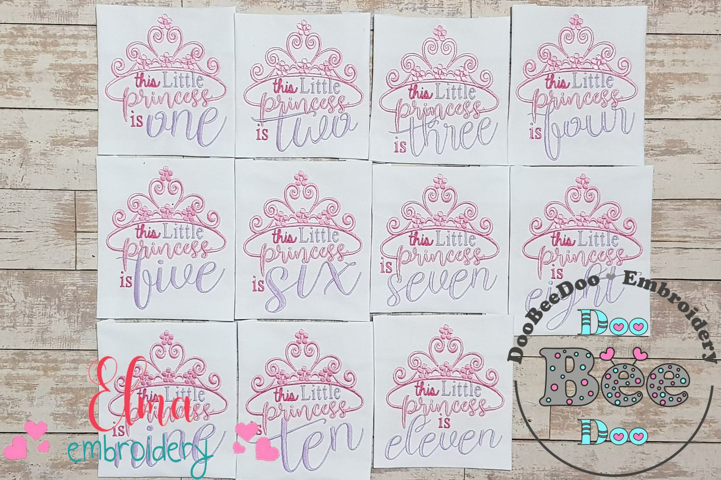 This Little Princess is 1-11 Birthday Set Numbers - Fill Stitch