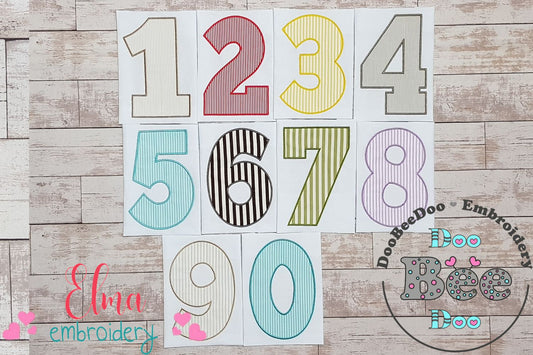 Block Numbers Birthday Set Numbers 0-9 - Applique