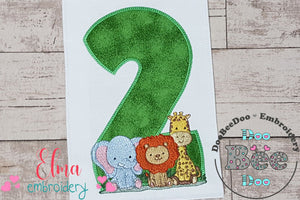Safari Number Two 2nd Birthday - Applique