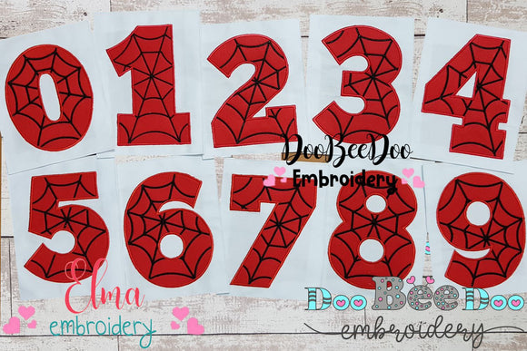 Spider Web Numbers 0-9 Birthday Set Numbers - Applique