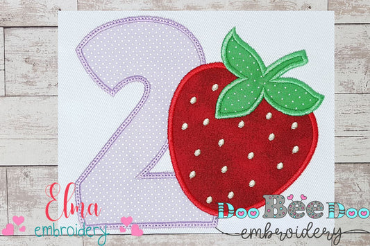 Strawberry Number 2 Two 2nd Birthday - Applique